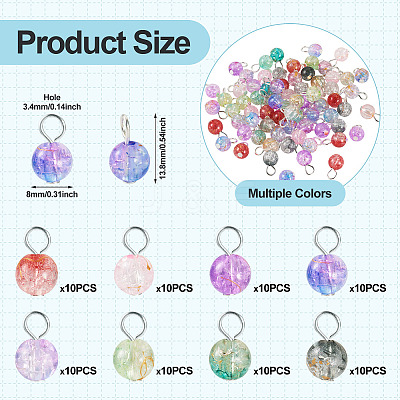 80Pcs 8 Style Transparent Acrylic Pendants PALLOY-TAC0201-1