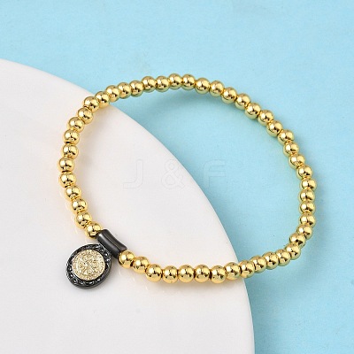 Brass Oval Charms Bracelets BJEW-B148-03C-05-1