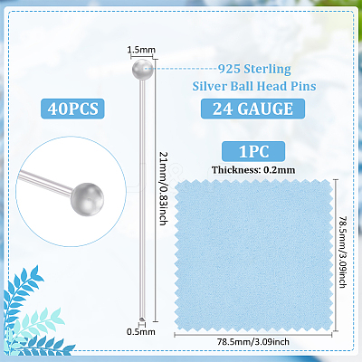 925 Sterling Silver Ball Head Pins STER-BC0002-16C-1