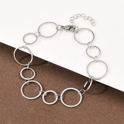 304 Stainless Steel Link Chain Bracelets for Women BJEW-P373-03B-P-1