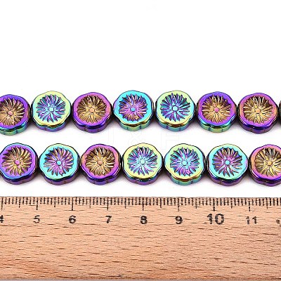 Half Electroplate Baking Paint Glass Beads Strands EGLA-K061-11A-AB08-1