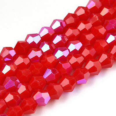 Opaque Solid Color Electroplate Glass Beads Strands EGLA-A039-P2mm-L02-1
