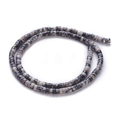 Natural Black Silk Stone/Netstone Beads Strands G-H230-32-1