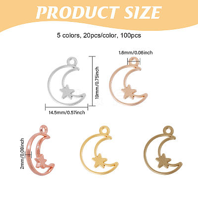 100Pcs 5 Colors Alloy Pendants FIND-CA0009-95-1