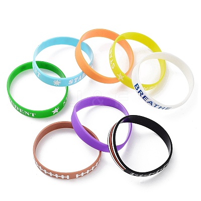 Word Silicone Wristbands Bracelets BJEW-XCP0001-12-1
