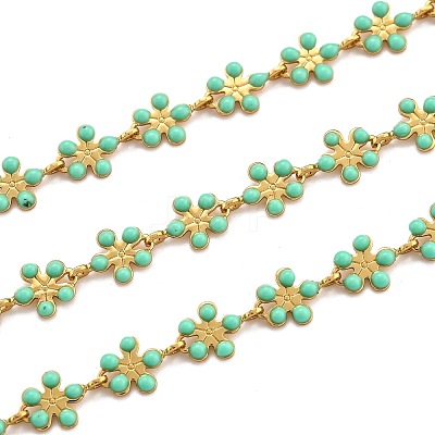 Golden Brass Enamel Link Chains CHC-H103-08C-G-1