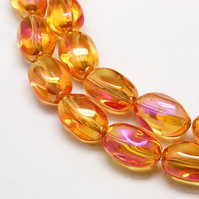 Full Rainbow Plated Crystal Glass Oval Beads Strands EGLA-F026-A04-1