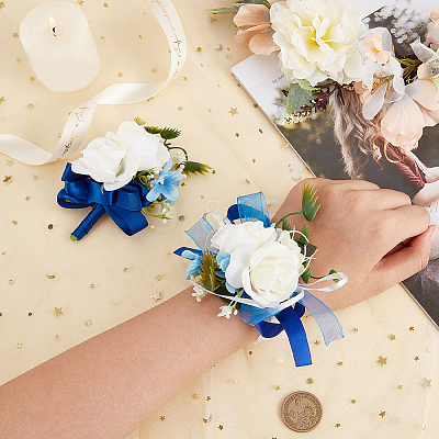 2Pcs Silk Cloth Wrist Corsage AJEW-CP0009-44-1