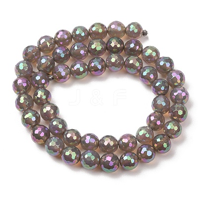 Electroplated Natural Agate Beads Strands G-B191-A07-8mm-03-1