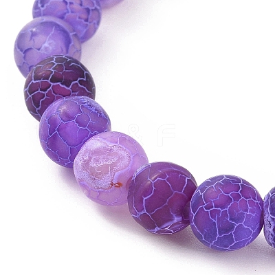 7Pcs 7 Color Natural Weathered Agate(Dyed) & Synthetic Moonstone Round Beaded Stretch Bracelets Set BJEW-JB09124-1
