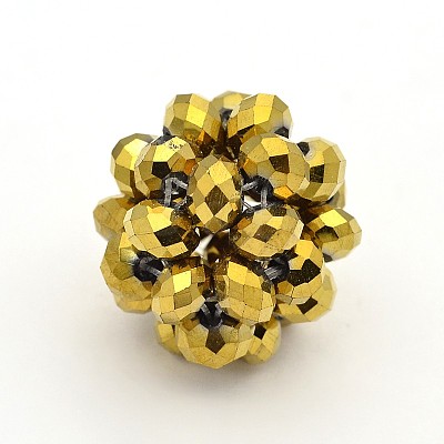Electroplate Glass Round Woven Beads GLAA-A034-6mm-C-1