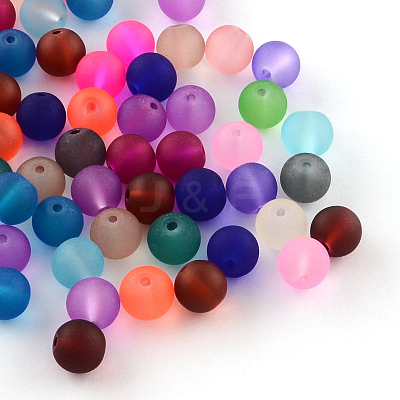 Transparent Frosted Glass Beads FGLA-R001-10mm-M-1
