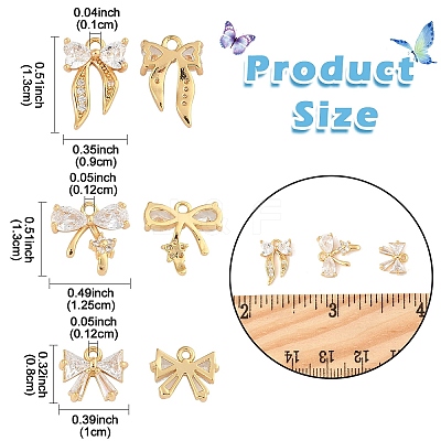 10Pcs Brass Micro Pave Cubic Zirconia Pendants KK-YW0003-15-1