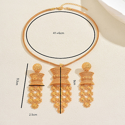 Vintage Alloy Tassel Hollow Flower Earrings & Necklaces Sets for Women BI3296-1