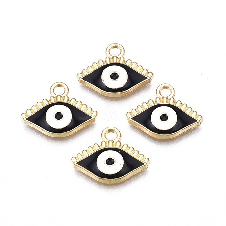 Light Gold Plated Alloy Enamel Pendants ENAM-T009-87A-RS-1