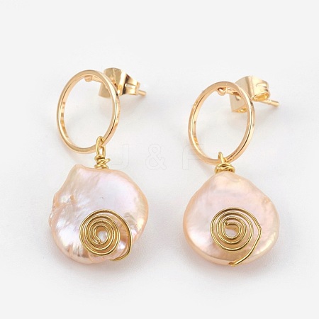 Baroque Pearl Keshi Pearl Dangle Earrings EJEW-JE02833-02-1
