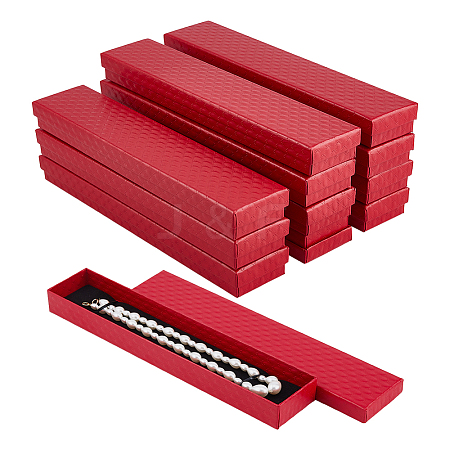15Pcs Rhombus Textured Cardboard Jewelry Necklace Boxes CBOX-DC0001-01B-1