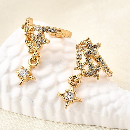 Brass Micro Pave Clear Cubic Zirconia Cuff Earrings EJEW-F370-28G-1