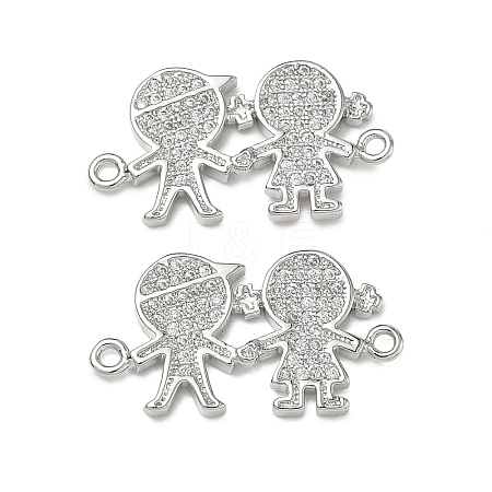 Brass Micro Pave Clear Cubic Zirconia Connector Charms for Jewelry Making CU-CBAAA59-01P-01-1