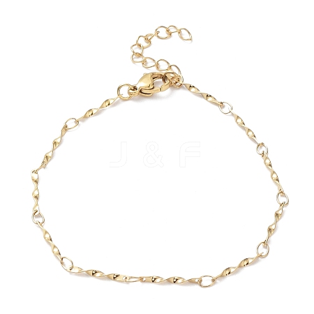 Ion Plating(IP) 304 Stainless Steel Twist Bar Link Chain Bracelets BJEW-K226-09G-1