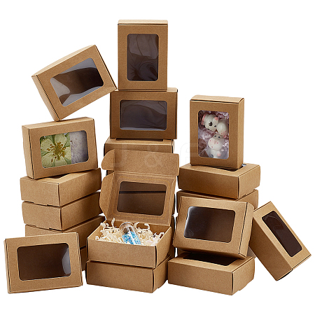 Foldable Creative Kraft Paper Mailer Boxes with Visible Window CON-WH0113-08A-02-1