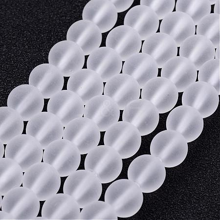 Frosted Glass Bead Strands GLAA-G016-10mm-01-1