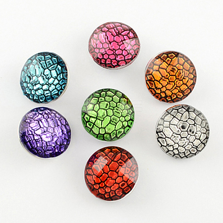 Flat Round Mixed Color Platinum Tone Buttons X-RESI-S054-M-1