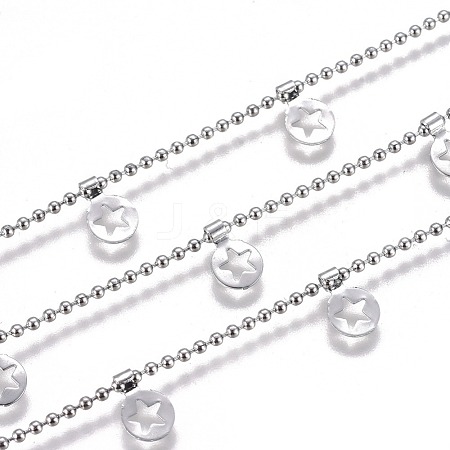 Tarnish Resistant Handmade 304 Stainless Steel Ball Chains STAS-F229-04-P-1