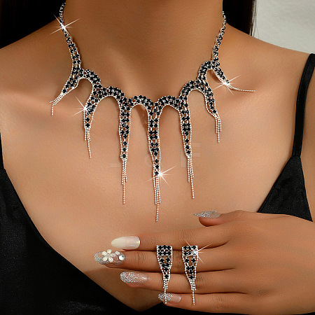 Octopus Alloy Rhinestone Pendant Necklaces & Stud Dangle Earrings Sets FS-WG9BFDE-04-1