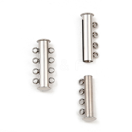 Non-Tarnish 4-Strands 304 Stainless Steel Slide Lock Clasps LS-STAS-H402-35P-01-1