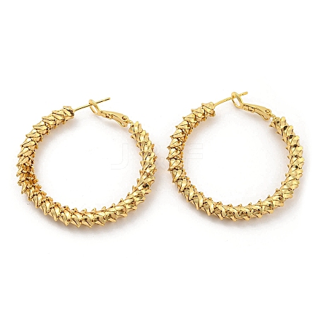 Rack Plating Brass Textured Ring Hoop Earrings EJEW-K263-33G-1