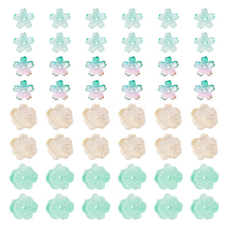 100Pcs 4 Styles Baking Paint Transparent Glass Bead Caps DGLA-TA0001-46-1