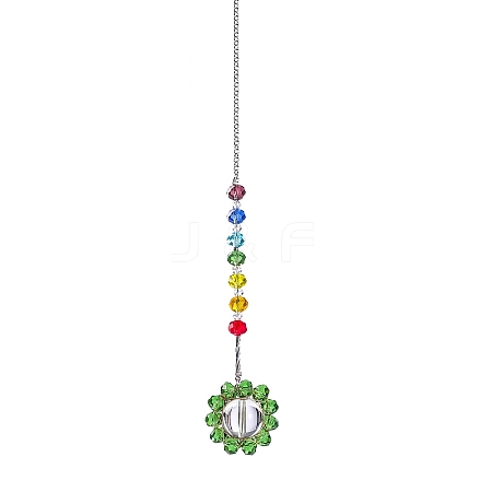 Glass Colorful Beads & Flower Hanging Ornaments PW-WGA8DE5-02-1