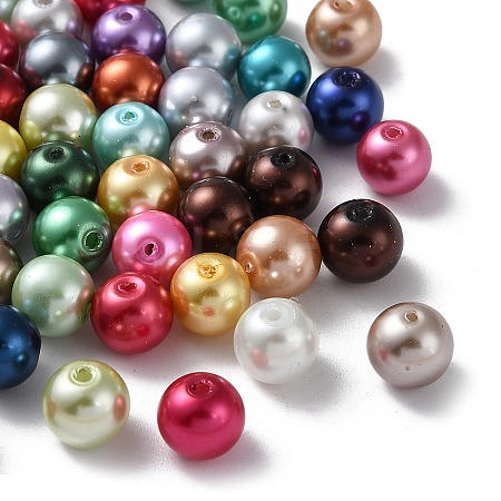 Baking Paint Pearlized Glass Pearl Round Bead Strands X1-HY-Q004-8mm-M-1
