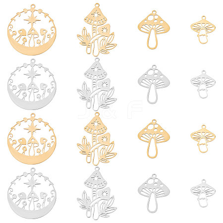 SUNNYCLUE 16Pcs 8 Style 201 & 304 Stainless Steel Pendants STAS-SC0004-21-1