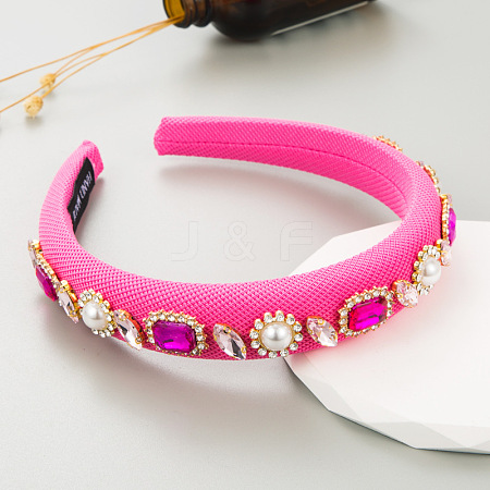 Baroque Glass Rhinestone Pearl Cloth Hair Bands PW23030365022-1