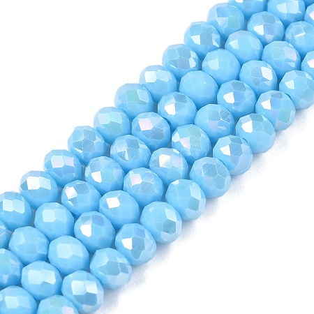 Electroplate Glass Beads Strands EGLA-A044-P6mm-B08-1