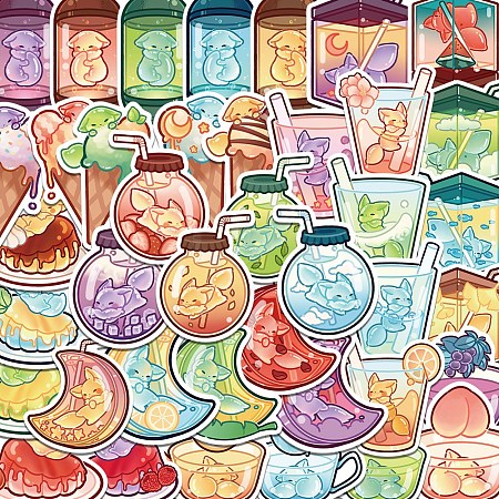 40Pcs Jelly Fox PVC Self Adhesive Cartoon Stickers Set STIC-C003-03-1