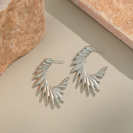 Stainless Steel C-shaped Angel Wing Stud Earrings SR8841-2-1