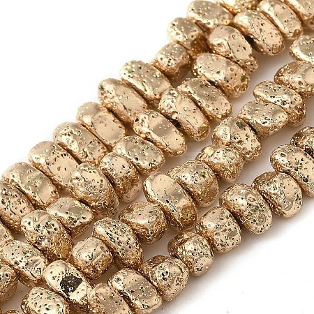 Electroplated Natural Lava Rock Beads Strands G-L606-D02-01A-1