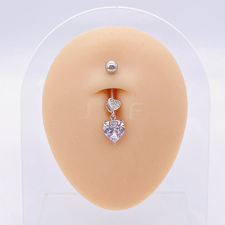 304 Stainless Steel Micro Pave Cubic Zirconia Belly Rings WGADED5-46-1