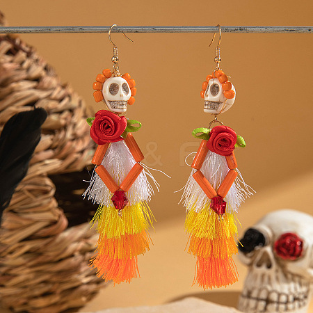 Halloween Alloy & Acrylic & Resin & Glass & Cotton Cord Tassel Dangle Earrings FS-WGA02EE-11-1