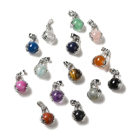 Natural Mixed Gemstone Pendants G-H307-05P-1