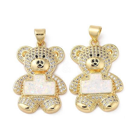 Brass Micro Pave Cubic Zirconia Pendants KK-D057-07G-1