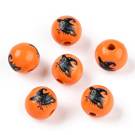 Halloween Theme Wood European Beads WOOD-N016-04H-1