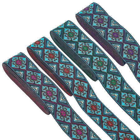  14M 4 Colors Ethnic Style Rhombus Pattern Polyester Ribbon OCOR-PH0003-90-1