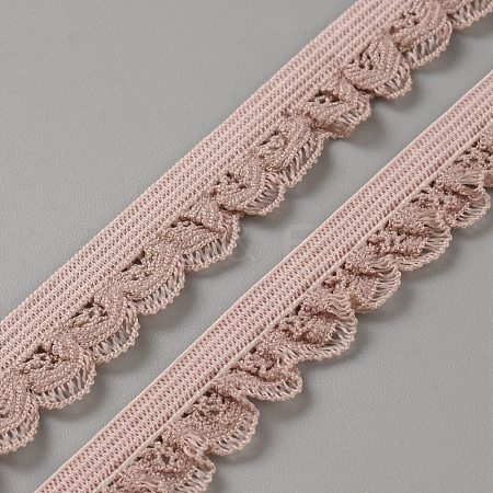 2 Yards Nylon Elastic Flower Edge Lace Trim Ribbons DIY-WH0580-26G-1