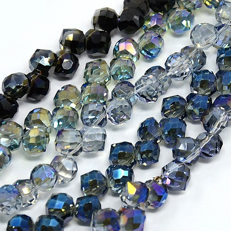 Half Plated Faceted Glass Teardrop Beads X-EGLA-F082-M-1