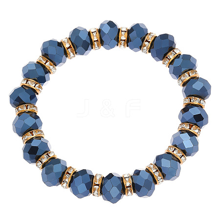 Electroplated Glass Beads Stretch Bracelets PW-WGDFEAE-02-1