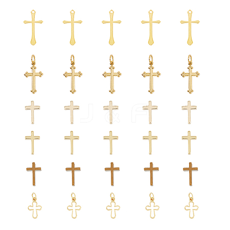 SUPERFINDINGS 36Pcs 6 Style Long-Lasting Plated Brass Charms KK-FH0005-19-1